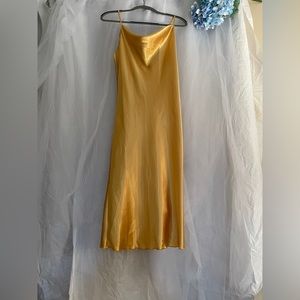 Bebe gold satin slip dress